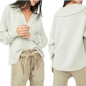 [free people] Marlie Oversized Knitted V-Neck Pullover Sweater